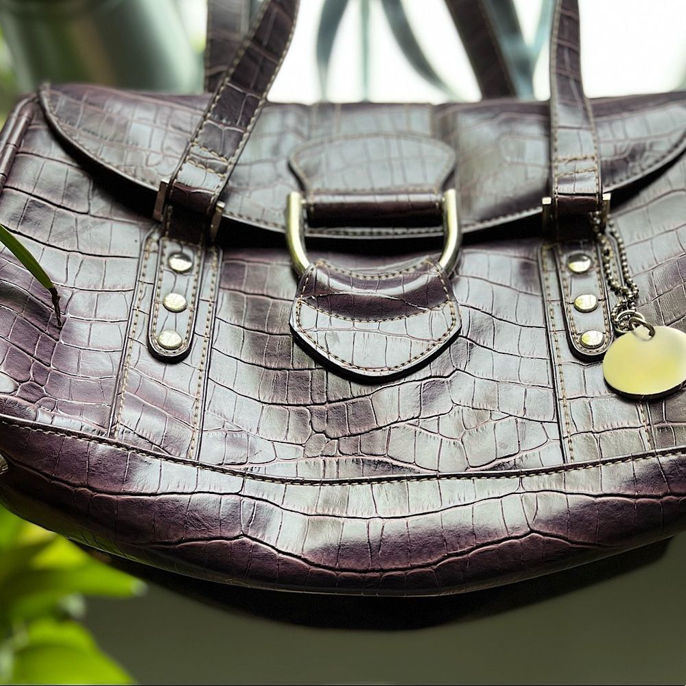 Apostrophe Purple Snakeskin Bag Large Tote Purse Shoulder Bag​​​